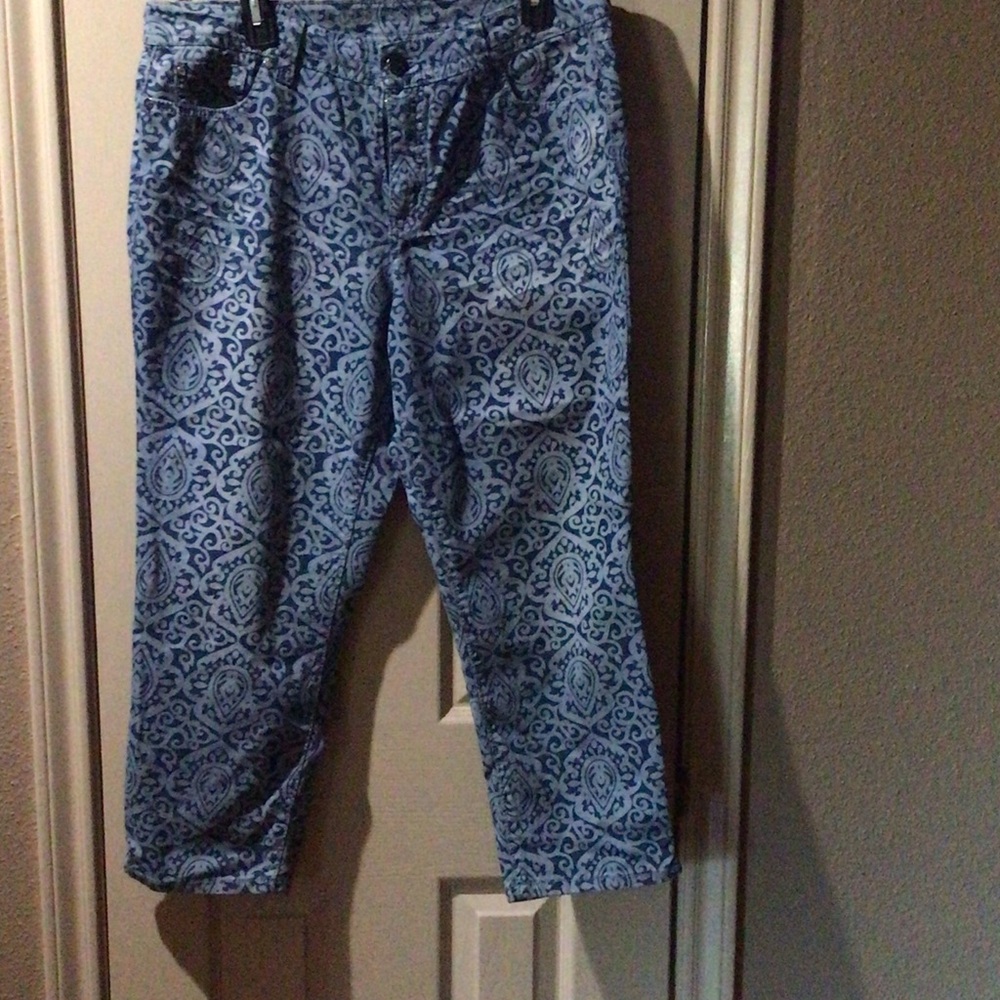 Code Bleu Blue Patterned Straight Leg Jeans